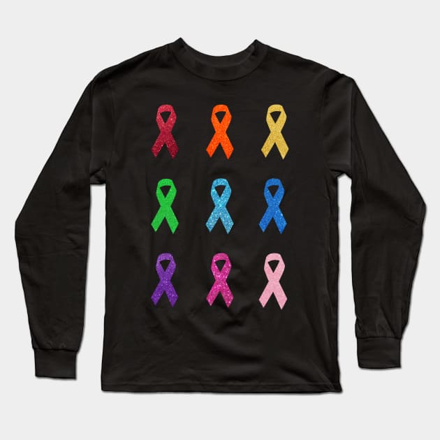 Faux Glitter Awareness Ribbon Pack Long Sleeve T-Shirt by Felicity-K